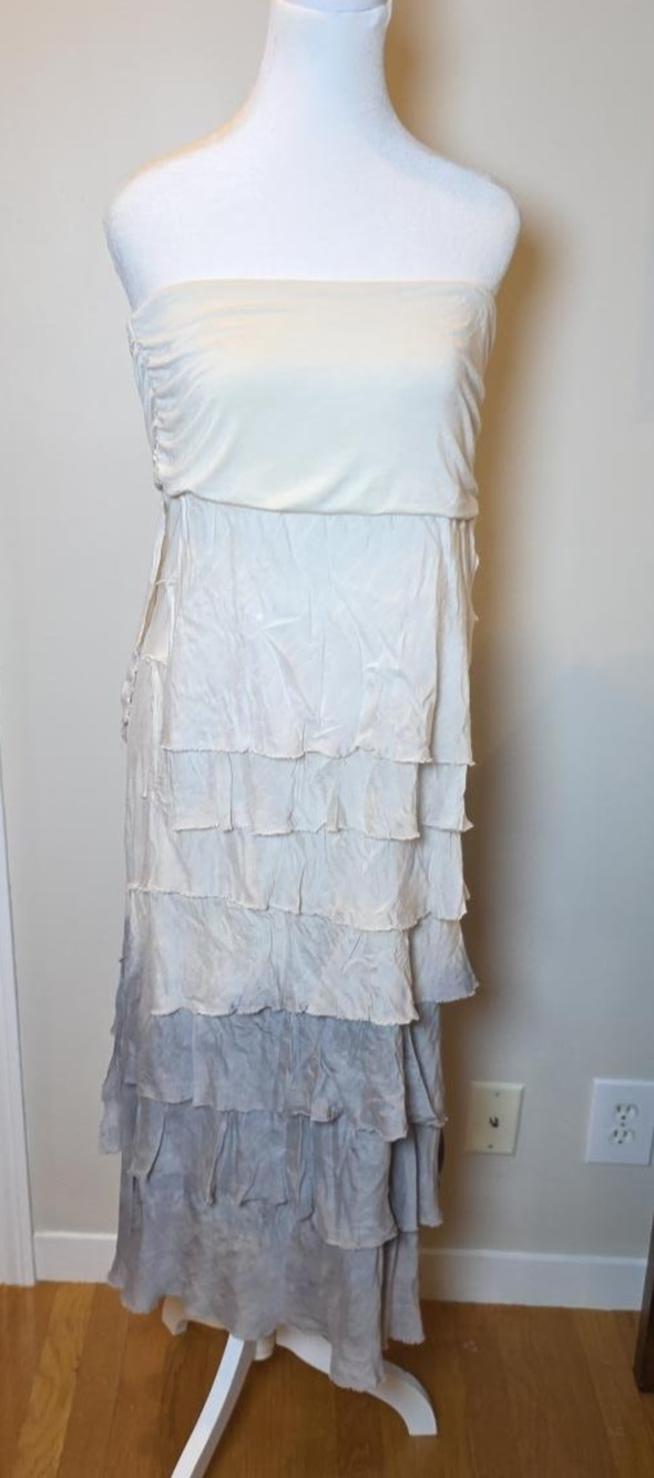 Tempo Paris L Silk Blend Ombre Convertible Midi Dress Maxi Skirt Lagenlook Italy